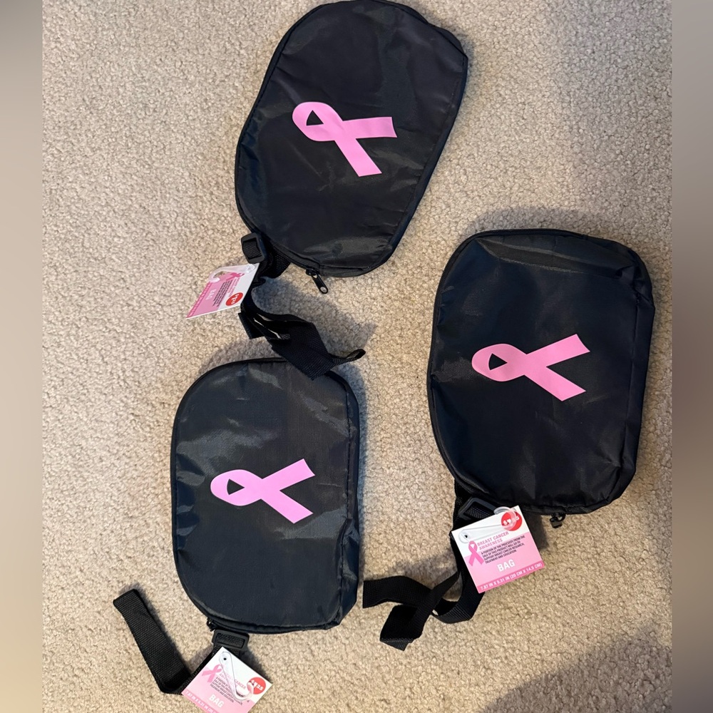 Black Bags with Pink Ribbon Design